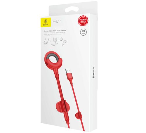 Uchwyt samochodowy kabel 2w1 Iphone Baseus O-type czerwony na Arena.pl