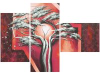 100CM 70CM ZEGAR 3 ELEM SZKARŁATNE DRZEWO ŚCIENNY OBRAZ