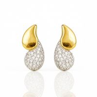 kolczyki ze stali szlachetnej pozłacane 14k złotem, cyrkonie łezki kst3447