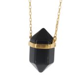 Naszyjnik - Onyks sopel w okuciu na łańcuszku srebrnym złoconym 50 cm