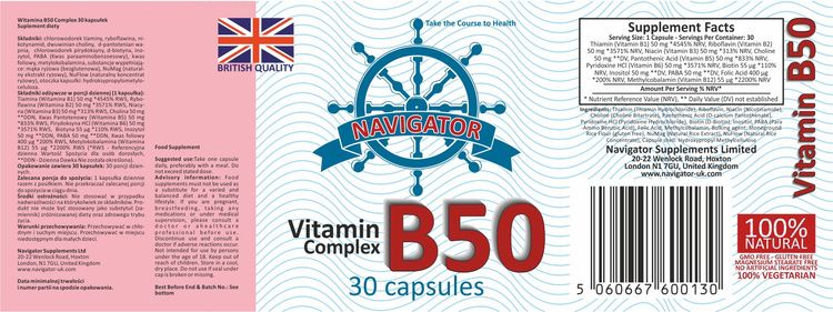 NAVIGATOR Witamina B50 30 kaps. zdjęcie 5