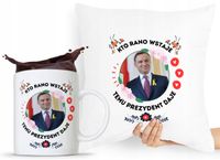 Zestaw Poduszka + Kubek Prezent Andrzej Duda Pis Z Nadrukiem Ze Zdjęciem