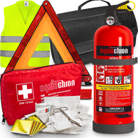 GAŚNICA 2KG UCHWYT APTECZKA SAMOCHODOWA TRÓJKĄT OSTRZEGAWCZY KAMIZELKA TORBA