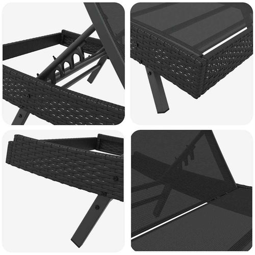 Leżak Czarny 70 x 197 x 82 cm Rattan Syntetyczny i Metal na Arena.pl