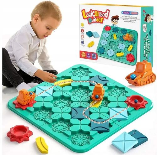 GRA LOGICZNA PLANSZOWA UKŁADANKA LABIRYNT BUDOWANIE DROGI NA PREZENT KLOCKI na Arena.pl