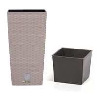 Doniczka wysoka wkład rattan 20x20x37,6 cm mocca