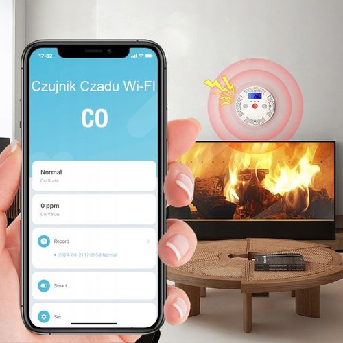 CZUJNIK DETEKTOR CZADU GAZU TLENKU WĘGLA CO TUYA WIFI CERTYFIKOWANY na Arena.pl