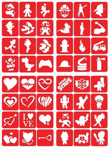 Szablony do tatuaży brokatowych, Tatuaże brokatowe - mix 100 sztuk na Arena.pl