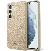 ETUI GUESS DO SAMSUNG GALAXY S24+ PLUS HARDCASE GLITTER SCRIPT ZŁOTY CASE
