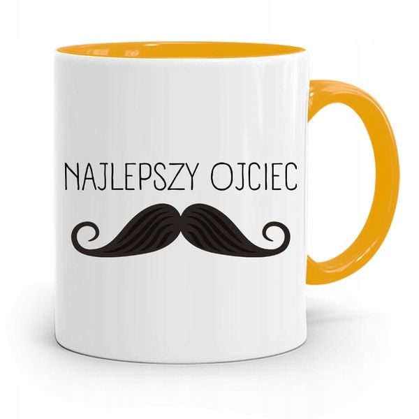 Kubek Żółty Dzień Ojca Dla Taty Najlepszy Ojciec Z Nadrukiem Ze Zdjęciem zdjęcie 1