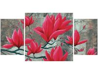 80X40CM FUKSJOWA MAGNOLIA TRÓJ OBRAZ
