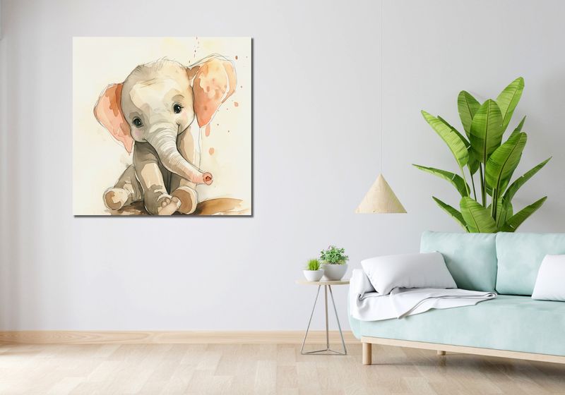 Obraz 100x100cm Siwy Słonik zdjęcie 2