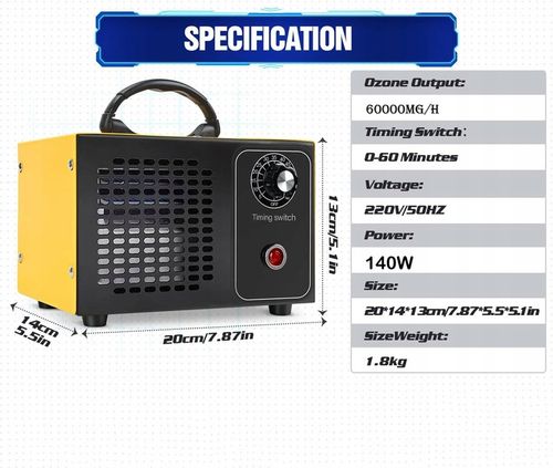 GENERATOR OZONU OZONATOR DO DOMU OCZYSZCZACZ DO POWIETRZA MOCNY 60 000 MG/H na Arena.pl