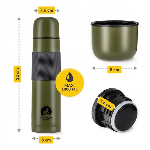 TERMOS TURYSTYCZNY NA HERBATĘ KAWĘ PRÓŻNIOWY SZCZELNY STAL NIERDZEWNA 1L na Arena.pl