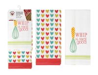 2 x Ściereczka ścierka kuchenna bawełniana ręczniczek 40x60 cm kolorowe serduszka biały zielony czerwony