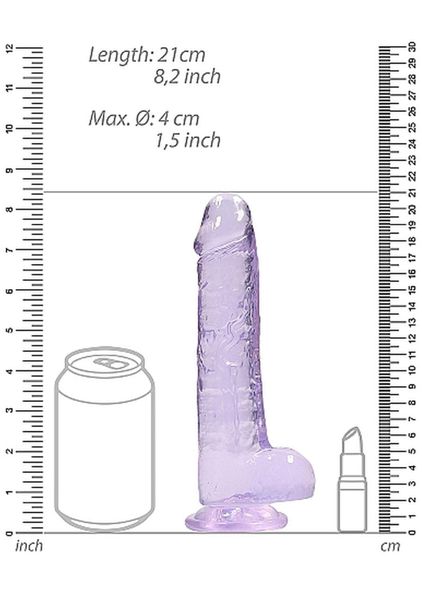 8"" / 20 cm Realistic Dildo With Balls - Purple zdjęcie 3
