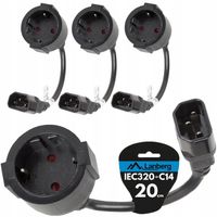 3X KABEL PRZEWÓD ADAPTER ZASILAJĄCY PRZEJŚCIÓWKA IEC320 C14 SCHUKO GNIAZDO
