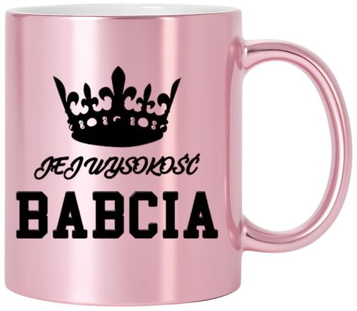 KUBEK RÓŻOWY PREMIUM Z NADRUKIEM BABCIA PREZENT DLA BABCI URODZINY IMIENINY na Arena.pl
