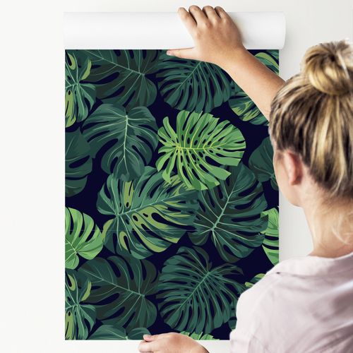 Tapeta W Rolce Duże LIŚCIE Tropikalne MONSTERA Rośliny Efekt 3D na Arena.pl