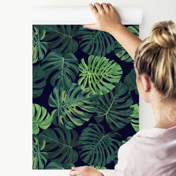 Tapeta W Rolce Duże LIŚCIE Tropikalne MONSTERA Rośliny Efekt 3D zdjęcie 3