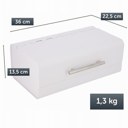 CHLEBAK POJEMNIK NA CHLEB PIECZYWO STALOWY BIAŁY na Arena.pl