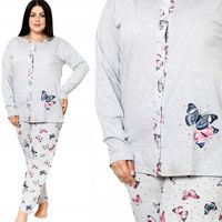 DUŻA BAWEŁNIANA ROZPINANA PIŻAMA DAMSKA DŁUGI RĘKAW DUŻE ROZMIARY