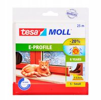 TESA MOLL USZCZELKA GUMOWA SAMOPRZYLEPNA PROFIL E DO OKIEN DRZWI 25M BRĄZ