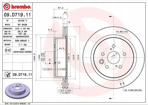 TARCZA HAM TYL 310X22 V BREMBO na Arena.pl