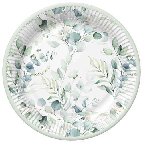 TALERZYK PAPIEROWY DAISY EUCALYPTUS 8SZT 18CM POL-MAK zdjęcie 1
