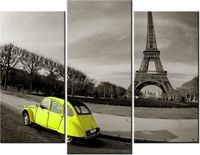 60 90CM OBRAZ 3 ELEM ŻÓŁTY CITROEN ŚCIENNY DRUK PŁÓTNO