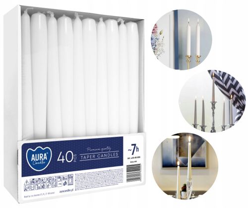 aura świece stołowe stożkowe białe 40 szt. s30-40-090 na Arena.pl