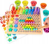 MONTESSORI TRENING MÓZGU PUZZLE RYBKI KULKI CYFRY MYŚLENIE