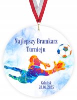 MEDAL Z PLEXI SPORTOWY nadruk UV różne wzory NAJLEPSZY BRAMKARZ TURNIEJU