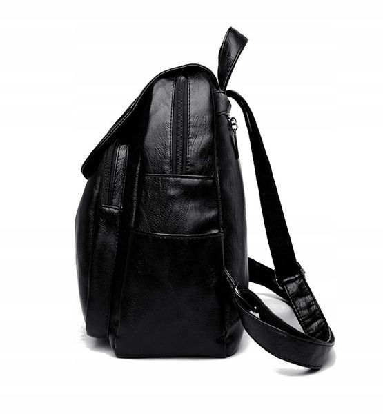 Skórzany Plecak Damski Szkoły Pracy Miejski Czarny zdjęcie 14