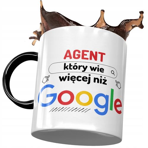 Kubek Czarny Dla Agenta Wie Więcej Niż Google Z Nadrukiem Ze Zdjęciem na Arena.pl