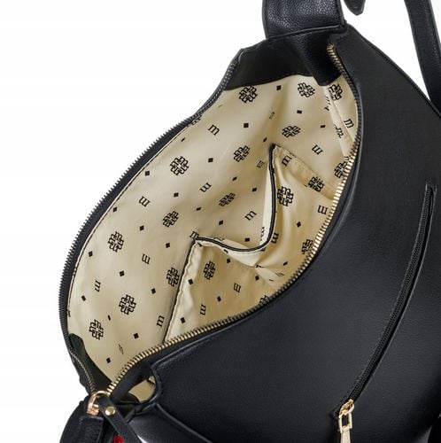 Torebka DUŻA Listonoszka MONNARI CZARNA LOGO Pojemna Praktyczna do pracy na Arena.pl