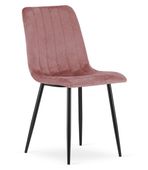 Krzesło różowe aksamit welurowe LAVA czarne nogi do jadalni kuchni