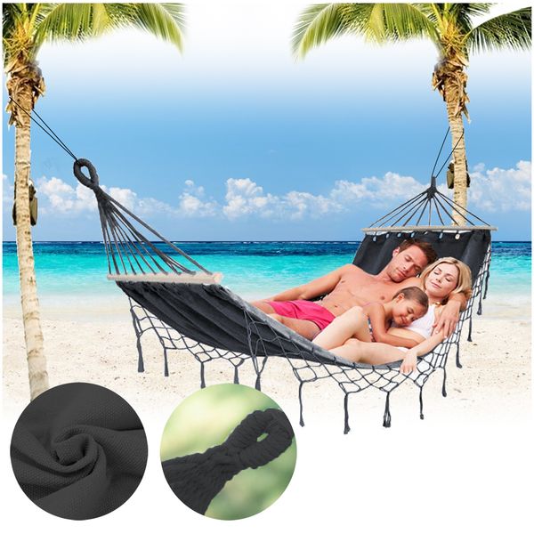 Hamak boho 200x100 - ciemno szary zdjęcie 7