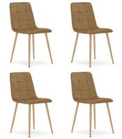 Krzesło do jadalni brązowe welurowe KARA do salonu kuchni stabilne x4