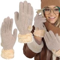 RĘKAWICZKI damskie GRUBE CIEPŁE zimowe WEŁNA i ANGORA OCIEPLANE