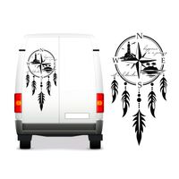 NAKLEJKA NA SAMOCHÓD TERENOWY dekoracyjna łapacz snów KAMPER camper 140 cm