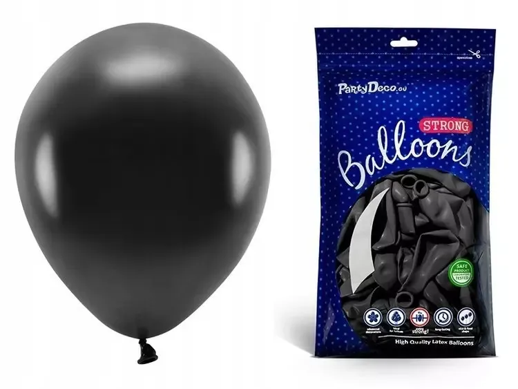 Balony Strong Metallic Black 30cm 50szt zdjęcie 1