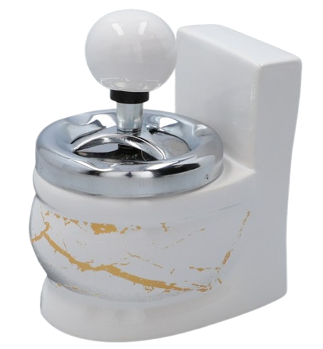 Biała Popielniczka w Kształcie Kibelka WC Toalety Zamykana Obrotowa Gentelo na Arena.pl