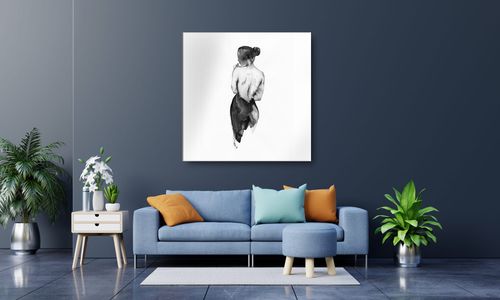 OBRAZ NA PŁÓTNIE 044 Kobieta w czerni 30x30cm na Arena.pl