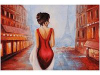 OBRAZ PARIS WALK WIEŻA EIFFA KOBIETA KOLORY