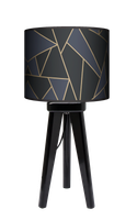 Lampa stołowa - trójnóg drewniana mała - Mozaika black