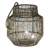 Lampion druciany z rączką antyczne złoto 18 cm
