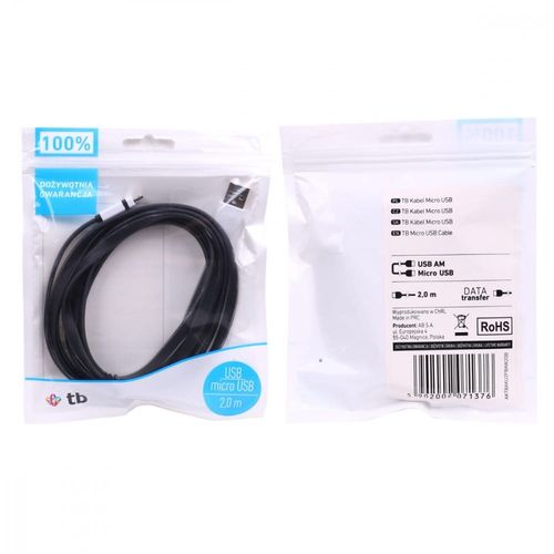 TB Kabel USB - Micro USB 2m czarny na Arena.pl