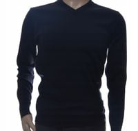 Elegancki klasyczny sweter męski z wełny wełniany XL granatowy niegryzący