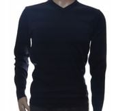 Elegancki klasyczny sweter męski z wełny wełniany XL granatowy niegryzący